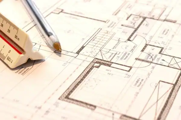 Image of architect Burton Latimer drawings